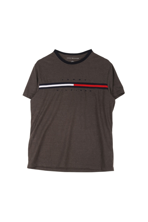 타미힐피거 (Man - L) 코튼 로고 플래그 배색 크루넥 반팔 티셔츠