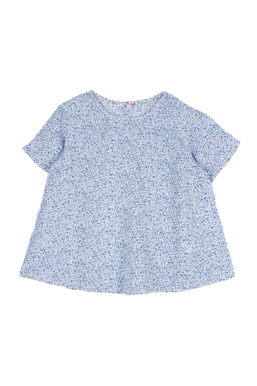 유니클로 x 리버티 (Woman - M) 린넨 100% 플라워 패턴 크루넥 반팔 티셔츠