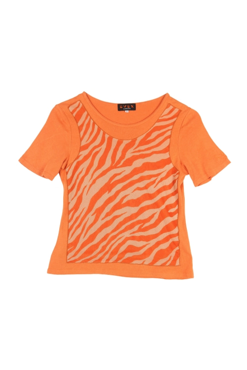 에벡스 by 크리지아 (Woman - S) 로고 배색 메쉬 지브라 패턴 반팔 티셔츠