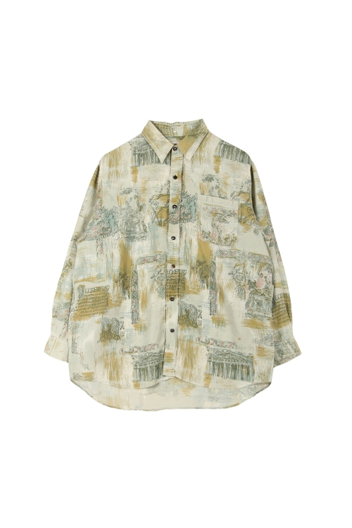 JAPAN (Man - L) 실크 100% 원포켓 패턴 긴팔 셔츠