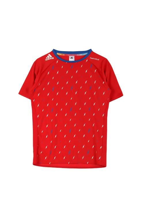 아디다스 (Man - M) 폴리 로고 배색 패턴 크루넥 반팔 티셔츠