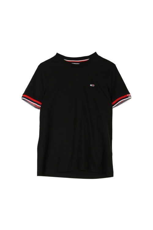 타미힐피거 (Woman - L) 코튼 플래그 로고 배색 크루넥 반팔 티셔츠