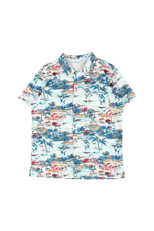 컬럼비아 (Man - M) 코튼 로고 원포켓 하와이안 패턴 반팔 셔츠