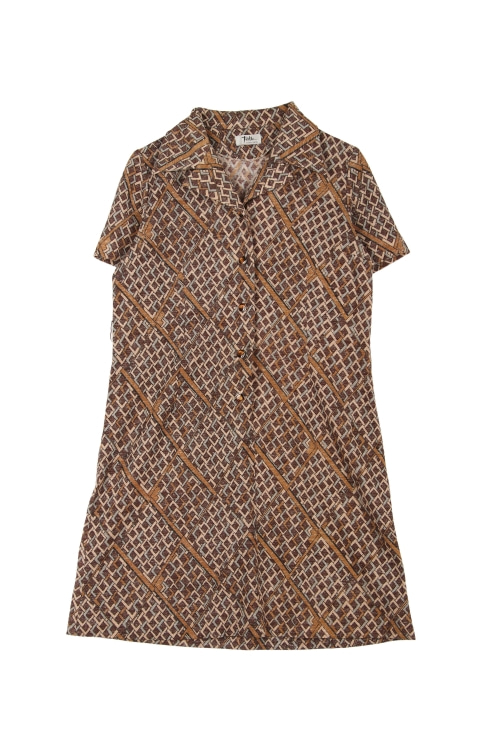 JAPAN (Woman - L) 린넨 혼방 패턴 반팔 셔츠 원피스