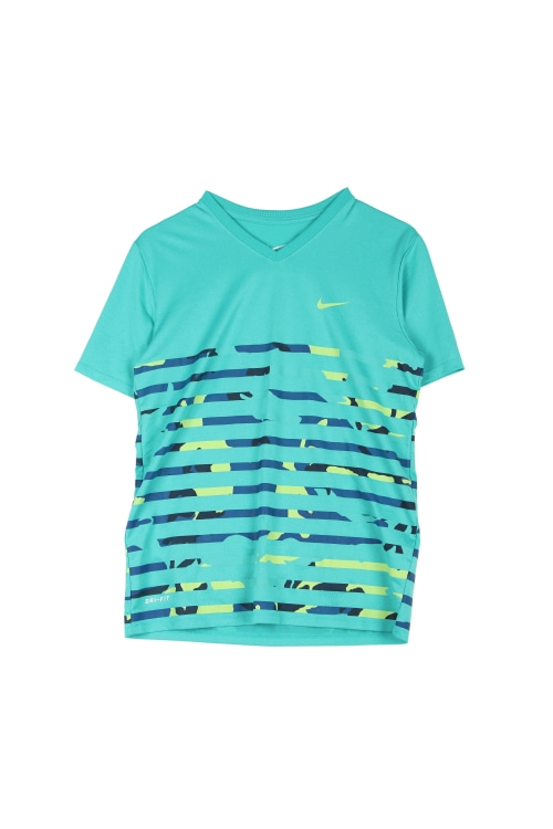 나이키 (Man - L) 폴리 스우시 드라이핏 배색 패턴 스트라이프 브이넥 반팔 티셔츠