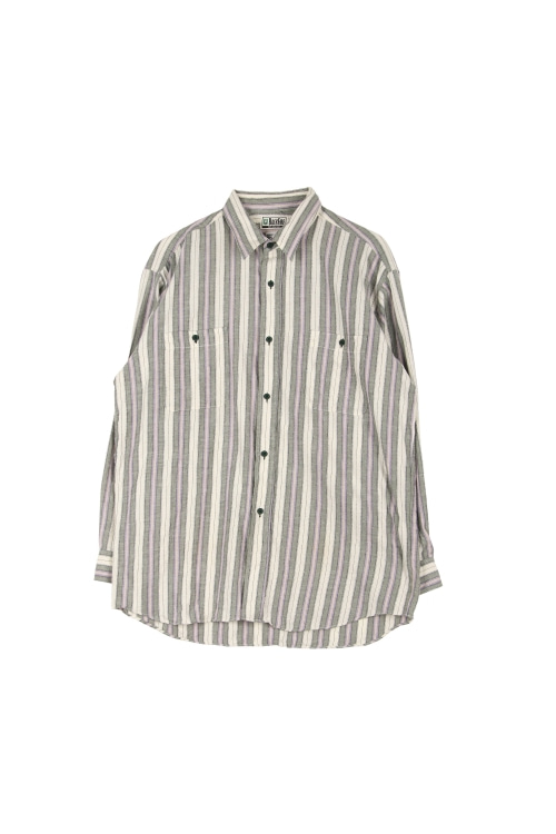 JAPAN (Man - L) 코튼 투포켓 배색 스트라이프 긴팔 셔츠