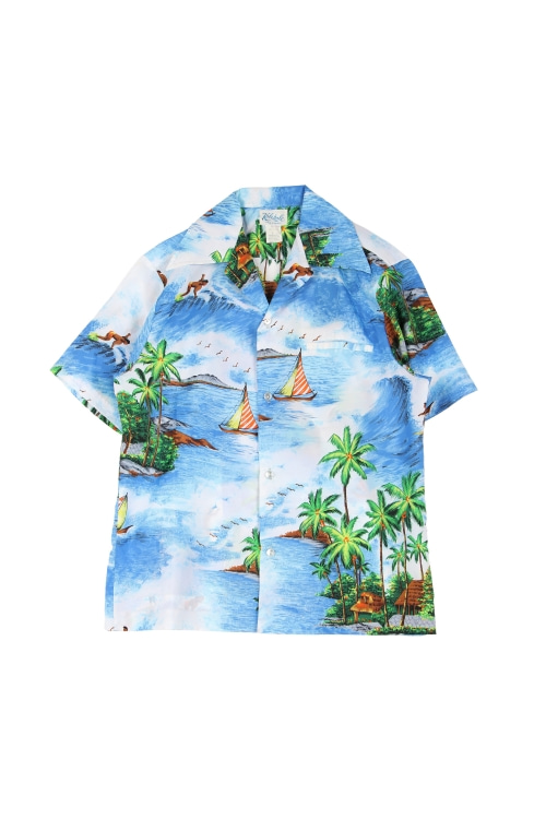 USA (Man - S) 폴리 하와이안 패턴 반팔 셔츠
